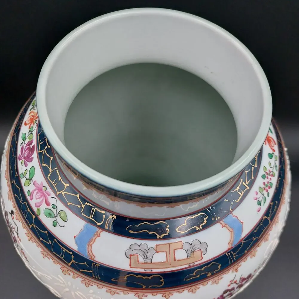 Antique Samson Paris Armorial Porcelain Vase Chinese Export Style Famille Rose